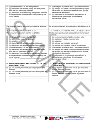 Dispositional/Permanency Review Order - Sample - Pennsylvania (English/Spanish), Page 5