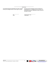 Form MDJS606 Waiver of Counsel - Pennsylvania (English/Spanish), Page 2