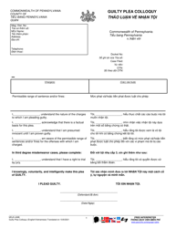 Document preview: Form MDJS408B Guilty Plea Colloquy - Pennsylvania (English/Vietnamese)