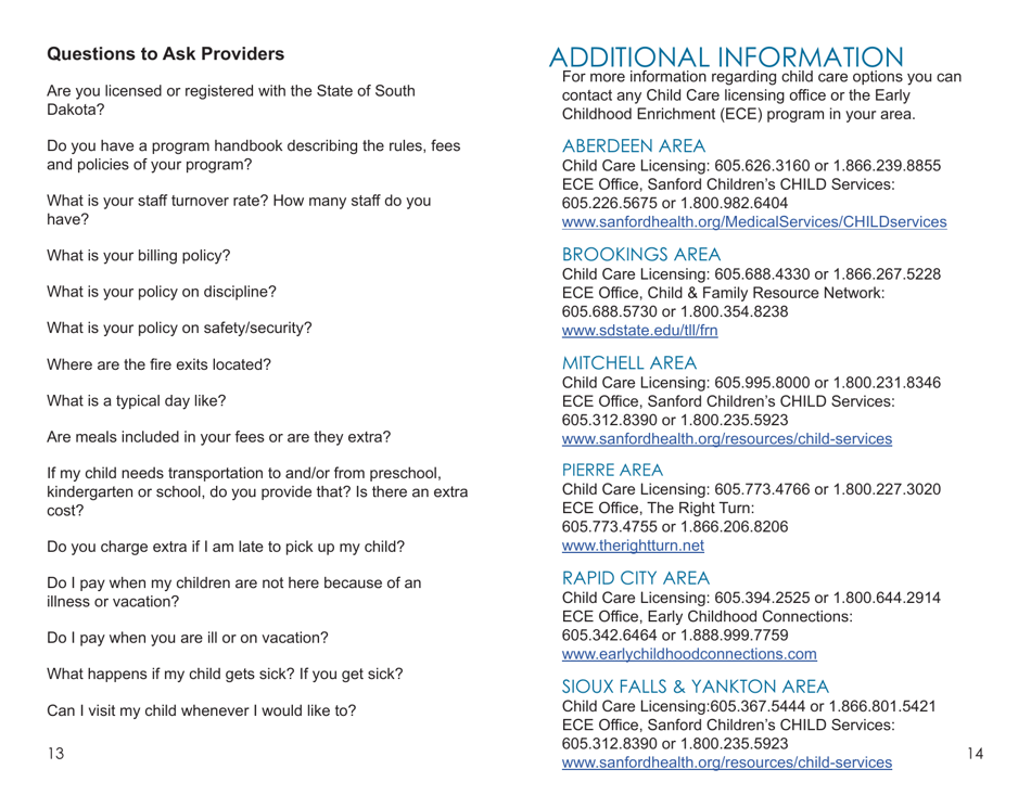 Choosing Child Care in South Dakota - South Dakota, Page 9