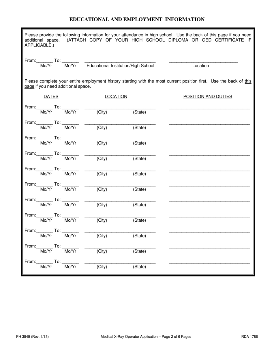 Form PH3549 Application for License as a Medical X-Ray Operator - Tennessee, Page 4