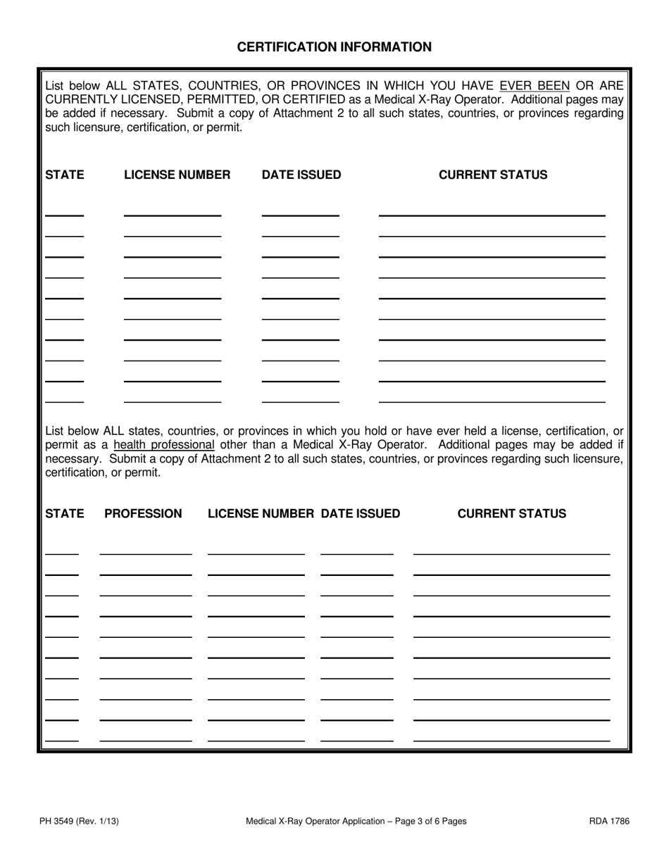 Form PH3549 Application for License as a Medical X-Ray Operator - Tennessee, Page 5