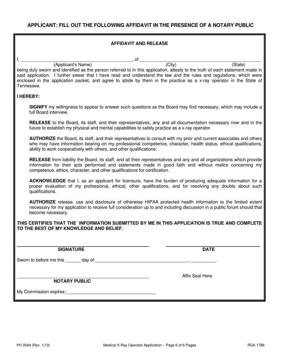 Form PH3549 Application for License as a Medical X-Ray Operator - Tennessee, Page 8
