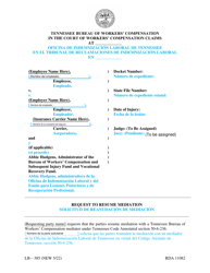 Form LB-385 &quot;Request to Resume Mediation&quot; - Tennessee (English/Spanish)