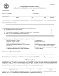 Document preview: Form RV-F700006 Application for Broadband Infrastructure Sales and Use Tax Exemption - Tennessee