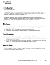 Liquor Agency Application - Vermont, Page 2