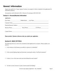 Liquor Agency Application - Vermont, Page 5