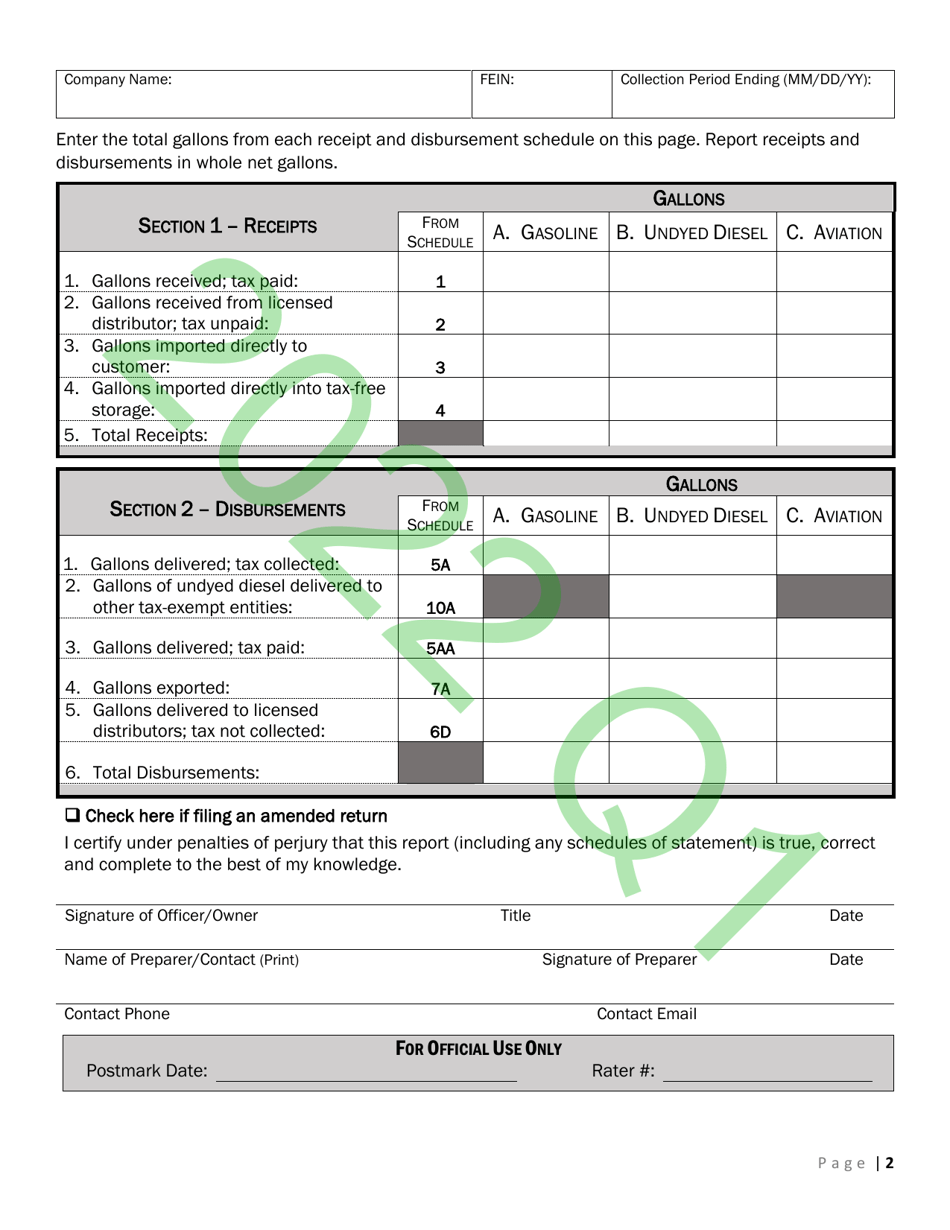 Form CVO-102 Distributor Fuel Tax Return (Q1) - Vermont, Page 2