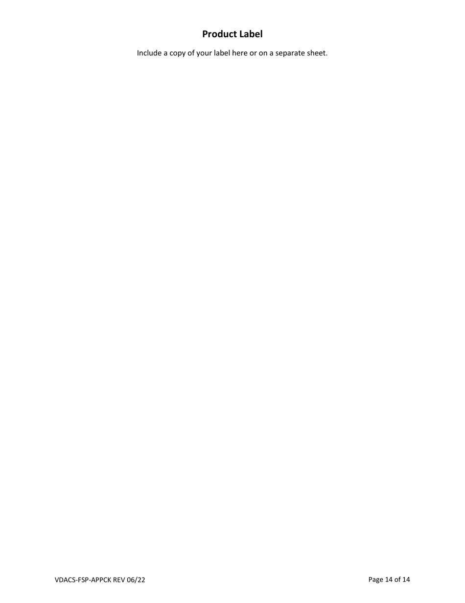 Form VDACS-FSP-APPCK Permit Application for a Commercial Kitchen Food Processing Operation - Virginia, Page 15