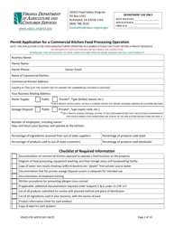 Form VDACS-FSP-APPCK Permit Application for a Commercial Kitchen Food Processing Operation - Virginia, Page 2
