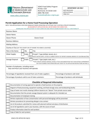 Form VDACS-FSP-APPHO Permit Application for a Home Food Processing Operation - Virginia, Page 2