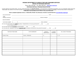 Document preview: Pesticide Disposal Program Registration - Virginia