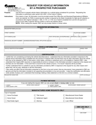 Form CRD1 &quot;Request for Vehicle Information by a Prospective Purchaser&quot; - Virginia