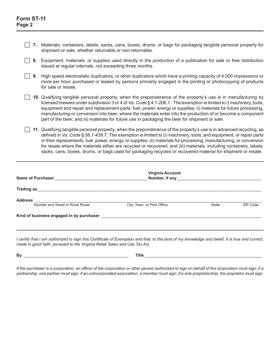 Form ST-11 Download Fillable PDF or Fill Online Sales and Use Tax ...