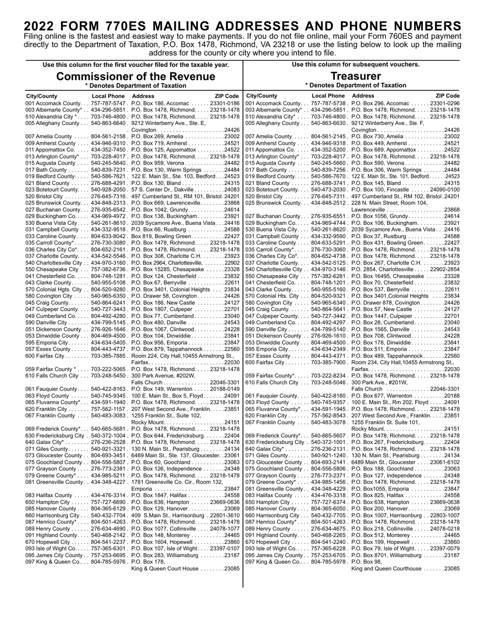 Form 770ES Virginia Estimated Income Tax Payment Vouchers for Estates, Trusts, and Pass Through Entities Filing on Behalf of Unified Nonresidents - Virginia, Page 7