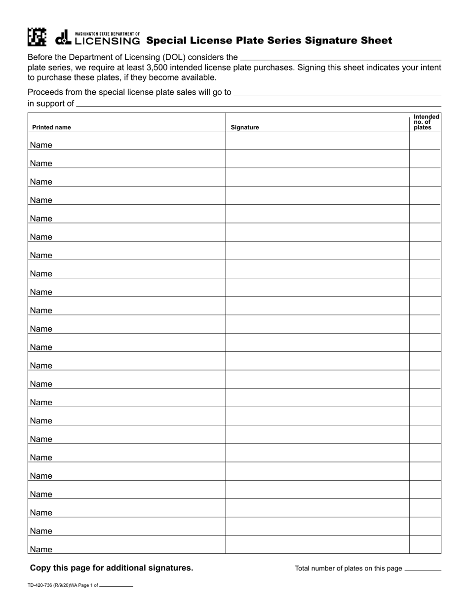 Form TD-420-736 Download Fillable PDF or Fill Online Special License ...