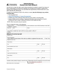 Document preview: Form TD-420-072 Vehicle/Vessel Chattel Lien Sale Affidavit - Washington