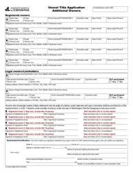Document preview: Form TD-420-289 Vessel Title Application - Additional Owners - Washington