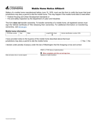 Document preview: Form TD-420-728 Mobile Home Notice Affidavit - Washington