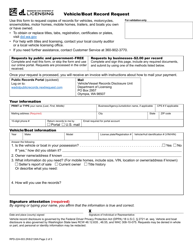 Form RPD-224-003 Vehicle/Boat Record Request - Washington, Page 2