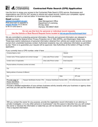 Document preview: Form RPD-224-002 Contracted Plate Search (Cps) Application - Washington