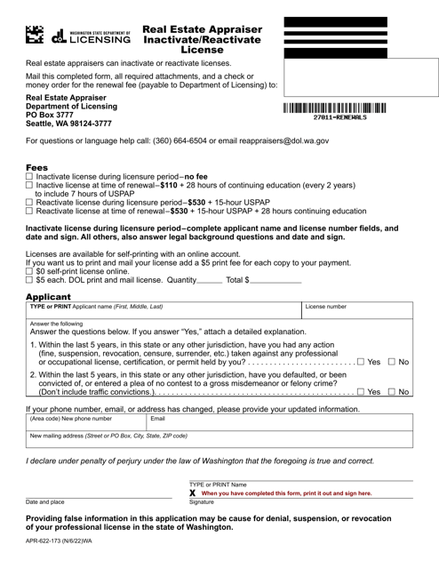 Form APR-622-173  Printable Pdf