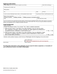 Form BC-638-008 Instructor of Cosmetology, Hair Design, Barber, Manicurist, Esthetician, or Master Esthetician License, Renewal, or Reciprocity Application - Washington, Page 2