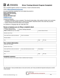 Form DTS-661-044 Driver Training Schools Program Complaint - Washington