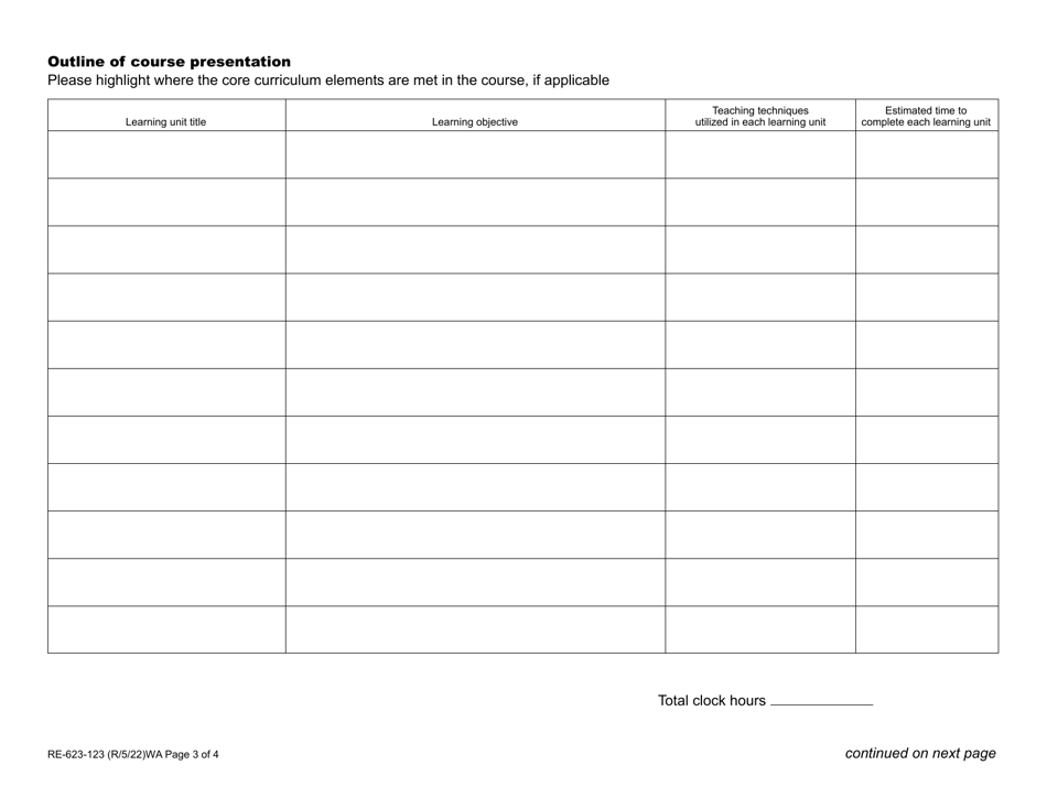 Form RE-623-123 Real Estate Continuing Education Course Approval Application - Washington, Page 3