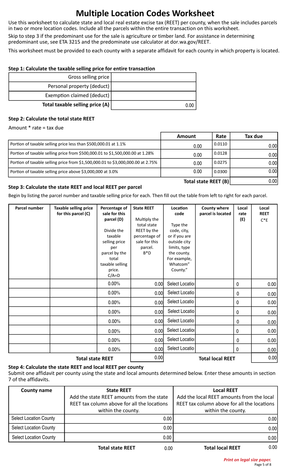 Form REV84 0001A Real Estate Excise Tax Affidavit - Washington, Page 5