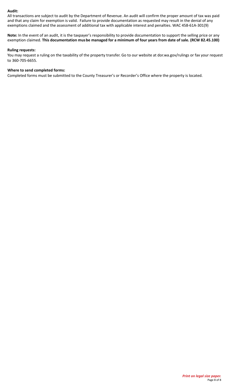 Form REV84 0001A Real Estate Excise Tax Affidavit - Washington, Page 8