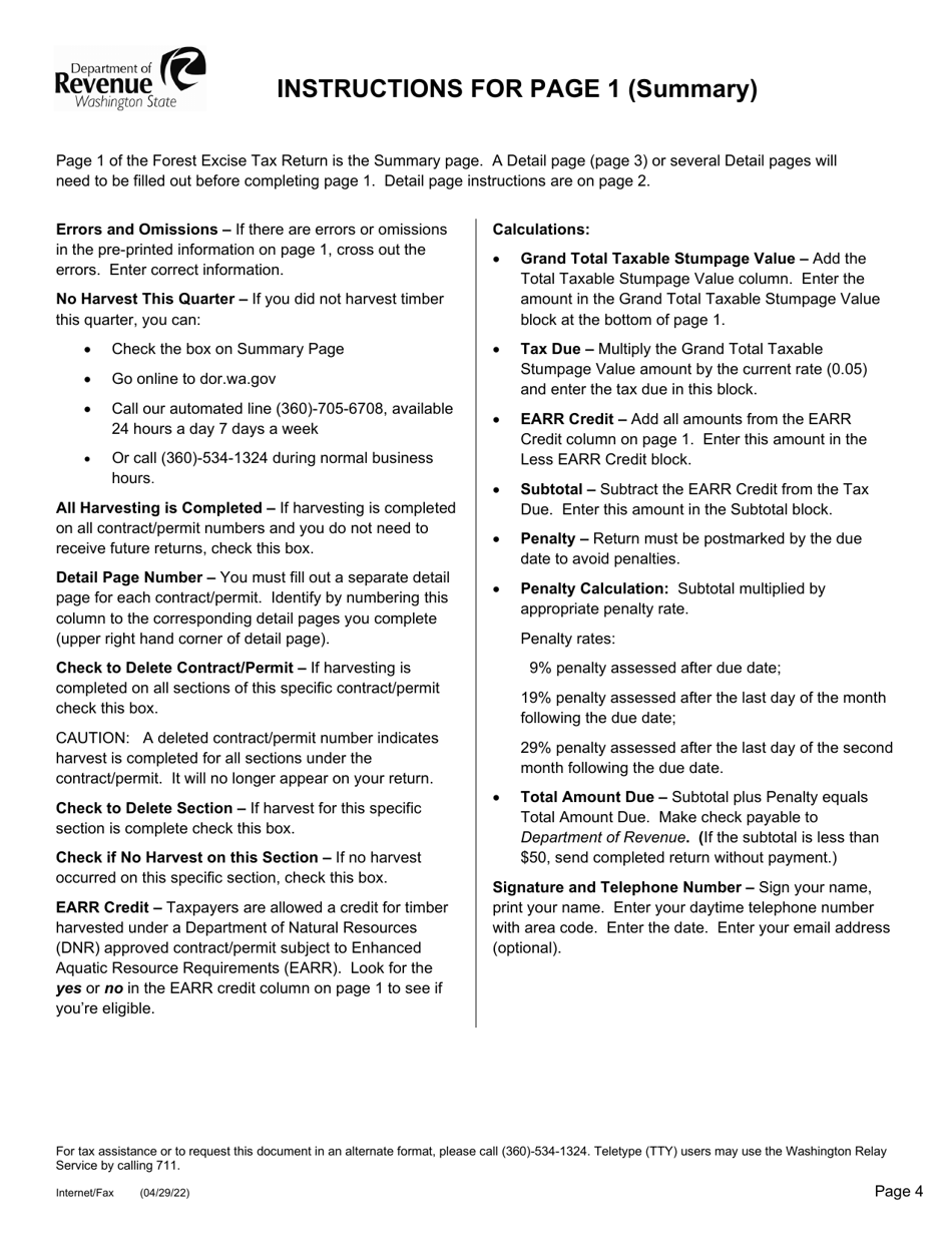Forest Excise Tax Return - Washington, Page 4