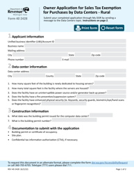 Document preview: Form REV40 2428 Owner Application for Sales Tax Exemption for Purchases by Data Centers - Rural - Washington