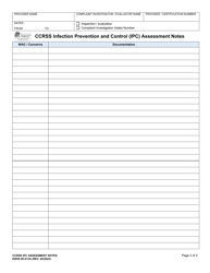 DSHS Form 00-413A Ccrss Infection Prevention and Control (Ipc) Assessment Notes - Washington, Page 2