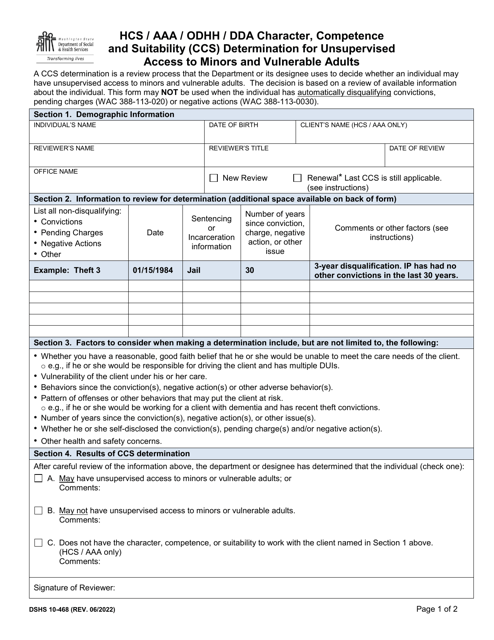 DSHS Form 10-468  Printable Pdf