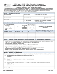 DSHS Form 10-468 Hcs/Aaa/Odhh/Dda Character, Competence and Suitability (Ccs) Determination for Unsupervised Access to Minors and Vulnerable Adults - Washington