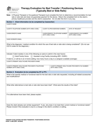 Document preview: DSHS Form 13-906 Therapy Evaluation for Bed Transfer/Positioning Devices (Typically Bed or Side Rails) - Washington