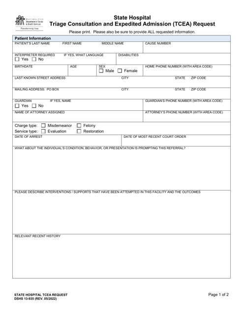 DSHS Form 13-935  Printable Pdf