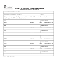 Document preview: DSHS Form 14-465 Sources for Eligibility Information - Washington (Somali)