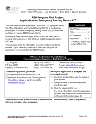 DSHS Form 14-552 Ted Program Pilot Project: Application for Emergency Alerting Device Kit - Washington