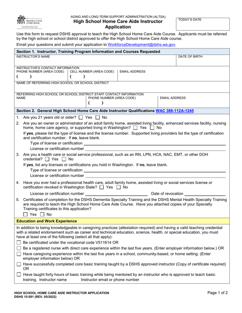DSHS Form 15-591  Printable Pdf