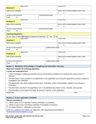 DSHS Form 15-591 High School Home Care Aide Instructor Application - Washington, Page 2