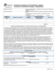 Document preview: DSHS Formulario 19-074 Contrato De Prestamo De Herramientas, Equipos, Inventario Y Suministros Iniciales, Y Dispositivos - Washington (Spanish)