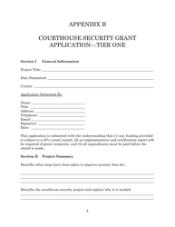 Appendix B &quot;Courthouse Security Grant Application - Tier One&quot; - South Dakota