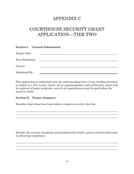Appendix C &quot;Courthouse Security Grant Application - Tier Two&quot; - South Dakota