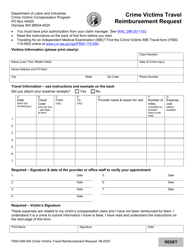 Form F800-049-000 Crime Victims Travel Reimbursement Request - Washington