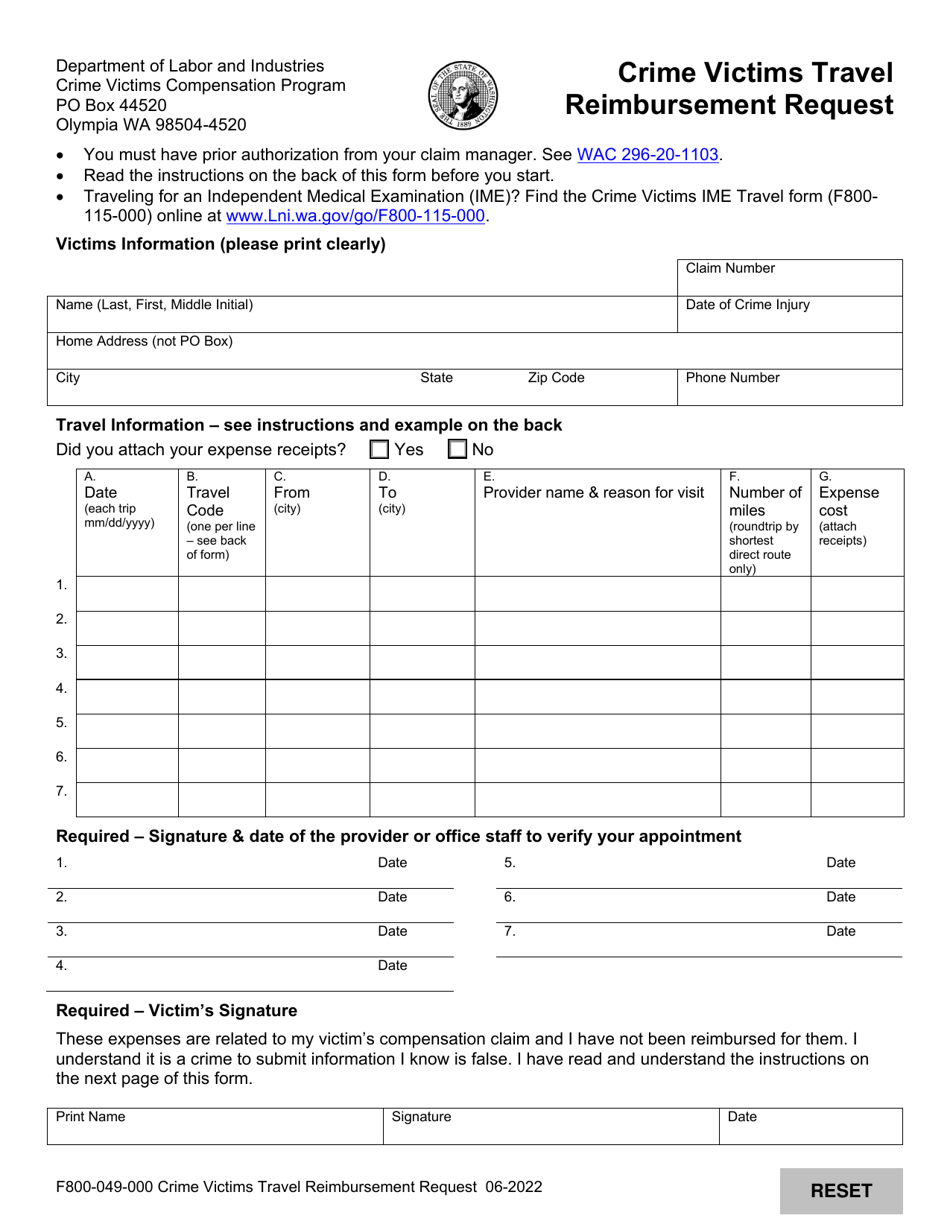 Form F800049000 Download Fillable PDF or Fill Online Crime Victims