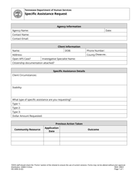 Document preview: Form HS-3456 Specific Assistance Request - Tennessee