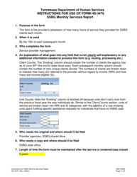 Document preview: Instructions for Form HS-3479 Ssbg Monthly Services Report - Tennessee