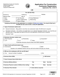 Form F625-001-000 Application for Construction Contractor Registration - Washington, Page 3